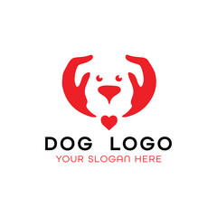 dog training grooming paw logo design vector