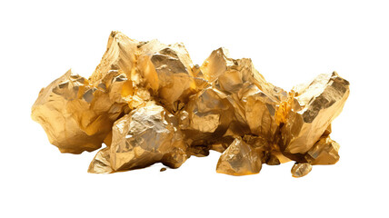 Gold nugget on transparent or white background 