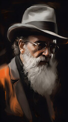 Obraz premium A man wearing a grey hat and glasses