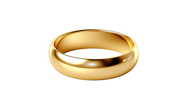 Golden wedding ring isolated on transparent or white background