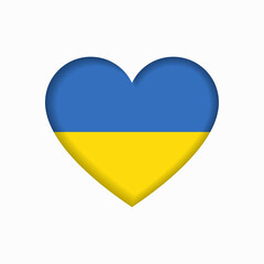 Ukrainian flag heart-shaped sign. Vector illustration.