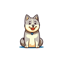 Husky dog sitting cartoon , Illustration, Cartoon PNG