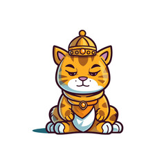 King cat tiger sitting cartoon , Illustration, Cartoon PNG