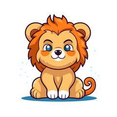 Obraz na płótnie Canvas Lion sitting cartoon , Illustration, Cartoon PNG