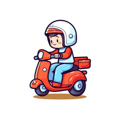 Male Courier Delivery package with motorcycle , Illustration, Cartoon PNG