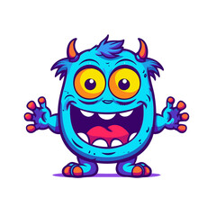 Fototapeta premium Monster waving hand cartoon , Illustration, Cartoon PNG