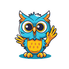 Fototapeta premium Owl waving hand cartoon , Illustration, Cartoon PNG
