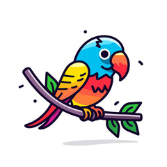 Parrot bird on the branch cartoon , Illustration, Cartoon PNG