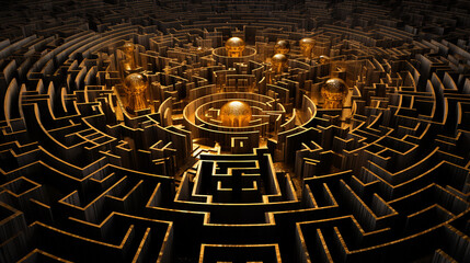 labirinto infinito dourado e preto 