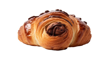 pain au chocolat with chocolate isolated on transparent or white background