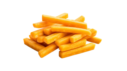 A pile of tasty cheese sticks isolated on a transparent or white background 