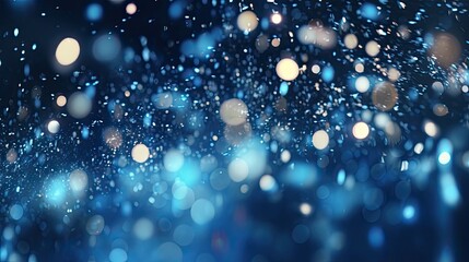 Close-up of blue Christmas particles and splashes.