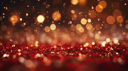 Close-up of red Christmas particles and splashes.