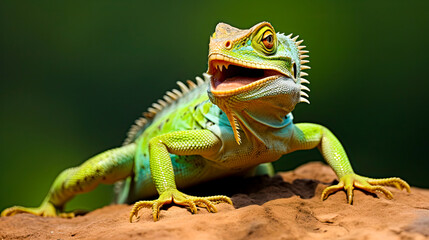 Fototapeta premium Green lizard , generative ai