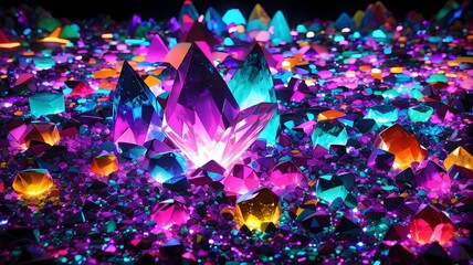Neon-Glowing Colorful Crystals