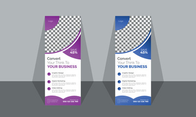 Roll up banner design template, vertical, Business Roll Up Banner stand, Vertical roll up template billboard, Standee template, X-banner template, advertisement, pull up, display, x-banner.