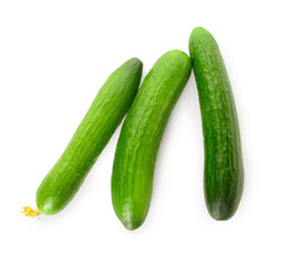 Fresh cucumbers isolated on white background