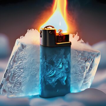 A lighter in the ice as an example of the concept of global warming