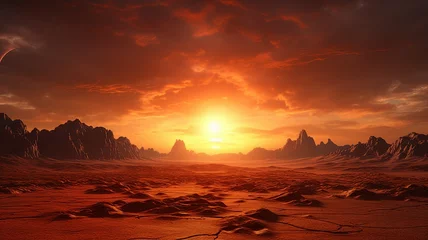 Fototapeten The sun setting over a vast desert landscape © Michael