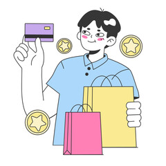 Reward points loyalty program. Commercial program for client retention