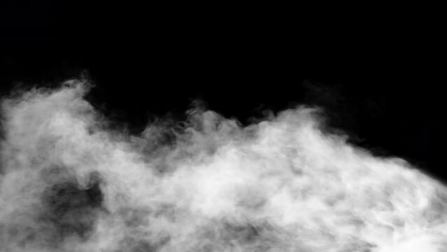 Thick white smoke or steam rising up and moving quickly from let to right, VFX element - 4K Pro Res