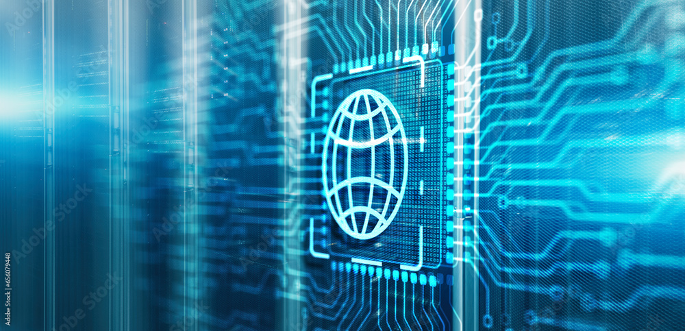 Poster global telecom connection lines. business, data exchange