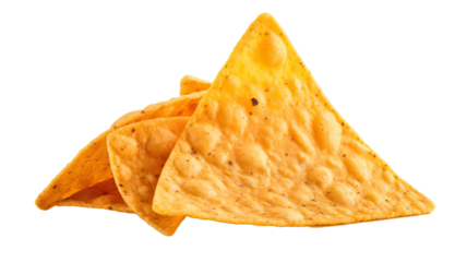 Single nacho chip isolated on transparent or white background