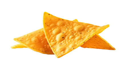 Single nacho chip isolated on transparent or white background