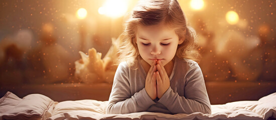 Girl praying. AI generated.