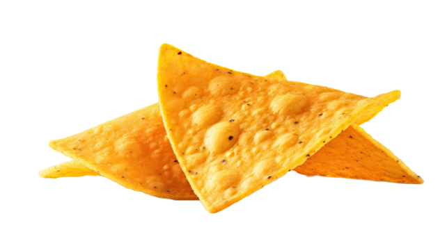 Single nacho chip isolated on transparent or white background