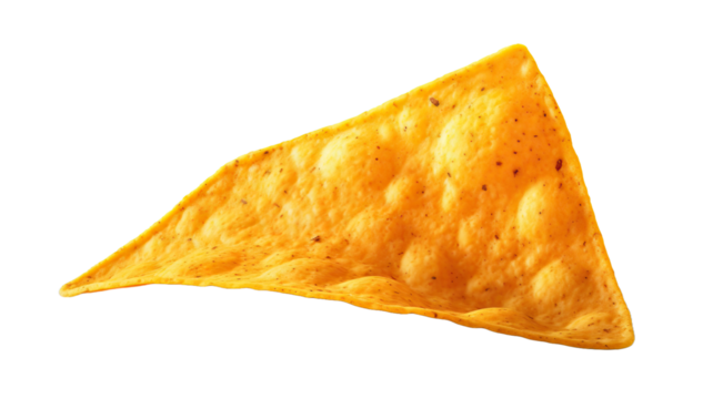 Single nacho chip isolated on transparent or white background
