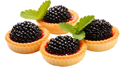 Tartlets with black caviar isolated on transparent or white background 
