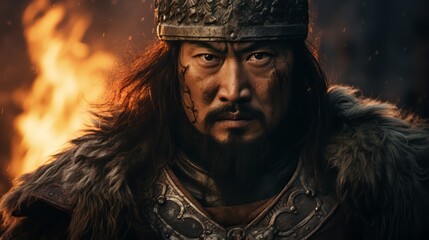 Portrait of conqueror Gengis Khan.generative ai
