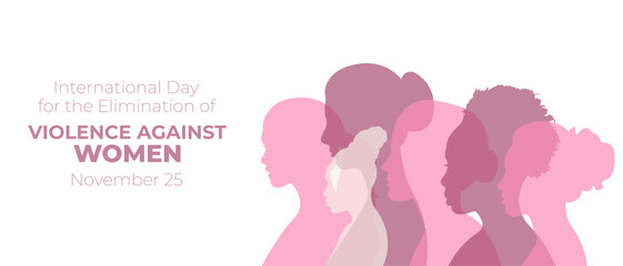 International Day for the Elimination of Violence Against Women.Banner with silhouettes of women.Vector illustration.