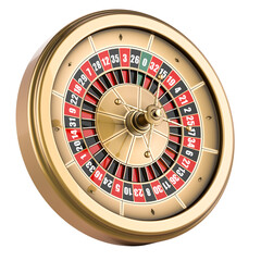 Golden Casino Roulette, 3D rendering isolated on transparent background