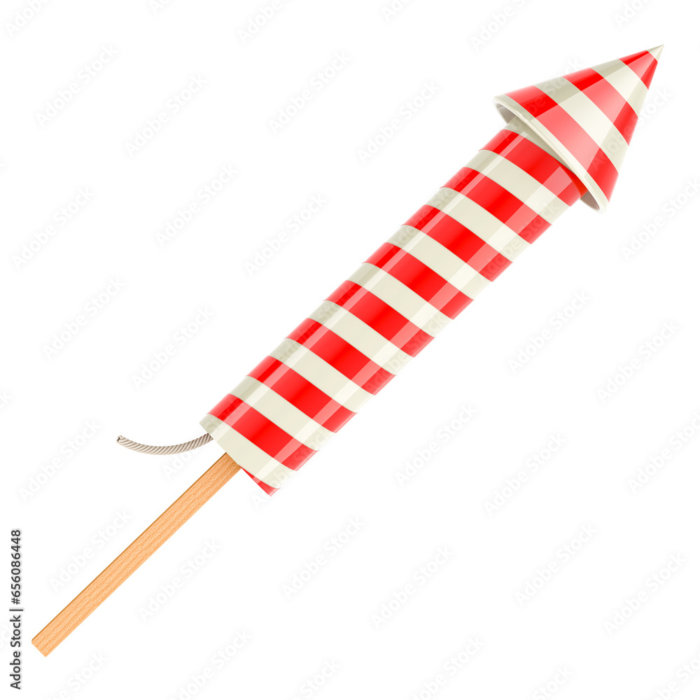 Poster fireworks rocket, 3d rendering isolated on transparent background
