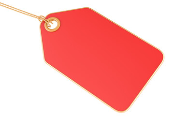Red Sale Tag, 3D rendering isolated on transparent background