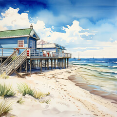 Obraz premium Maritimer Charme: Ostsee in Aquarell