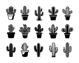A collection of cactus vector illustrations