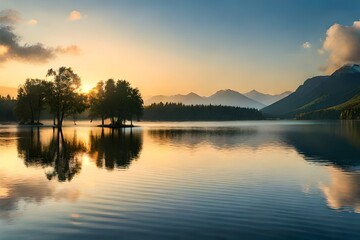 Obraz premium sunrise over lake