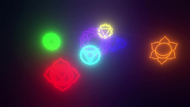 looped 3d animation of the human chakra system according to Vedic treatises