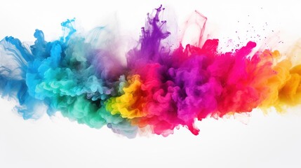 Fototapeta na wymiar colorful rainbow holi paint color powder explosion garland banner isolated panorama background