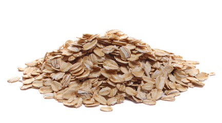Oats, grain cereal for breakfast, isolated on white, side view 
