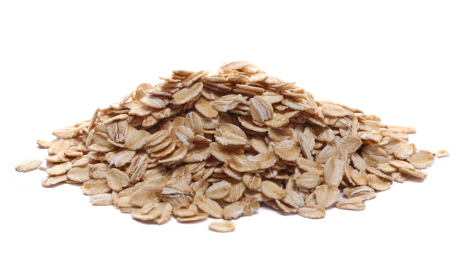 Oats, grain cereal for breakfast, isolated on white, side view 
