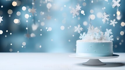 White cake on a table decorated for a party celebration