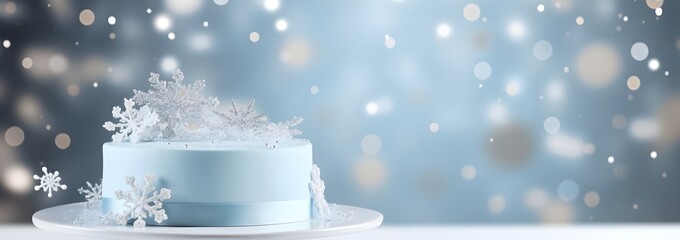 White cake on a table decorated for a party celebration - obrazy, fototapety, plakaty