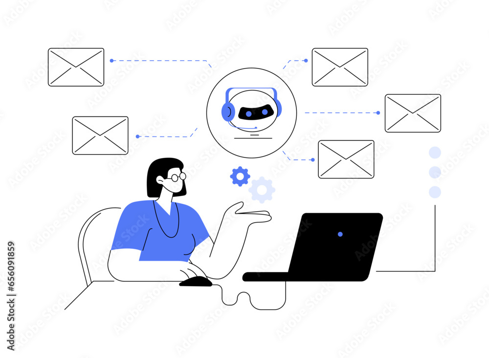 Poster e-mail processing abstract concept vector illustration.