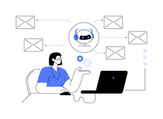 E-mail processing abstract concept vector illustration.