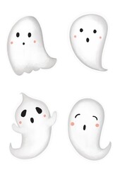 Cute ghosts on white backgrounds, Halloween ghost pictures, cute white ghosts on white backgrounds 