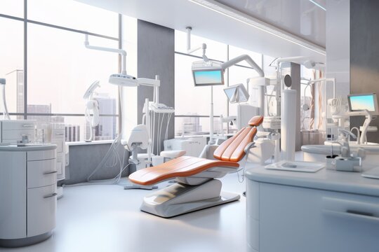 Patient chair in a dentist's office Generative Ai